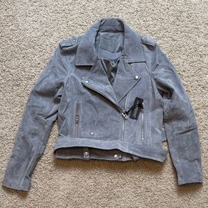 BlankNYC Suede Moto Jacket Grey NWT Womens Size Small